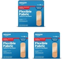 Amazon Basic Care Flexible Fabric Lepidlá, Prvá pomoc a starostlivosť o rany dodávky, All-One Veľkosť, 100 Počet (Stock of 3)