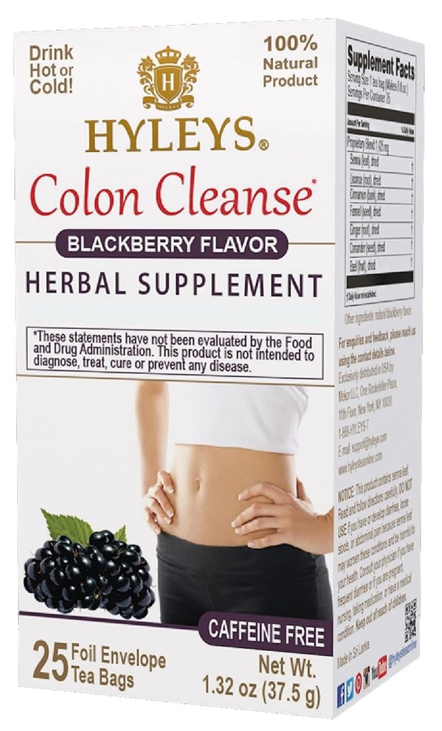 Hyleys Colon Očistite čaj Blackberry chuť - 25 čajové tašky (12 balenie - 300 čajové tašky celkom)
