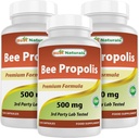 Najlepšie Naturals Bee Propolis 500 mg 120 Kapsule (120 Počet (Pack of 3))