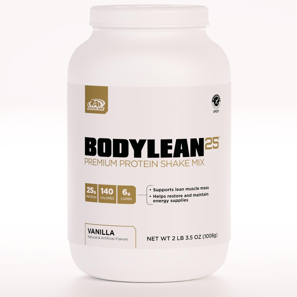 AdvoCare BodyLean25 - Protein Powder with Whey Protein Isolát - Podporuje budovanie svalov a štíhle telo - Ponúka podporu energie* - Vanilla, 4.5 oz