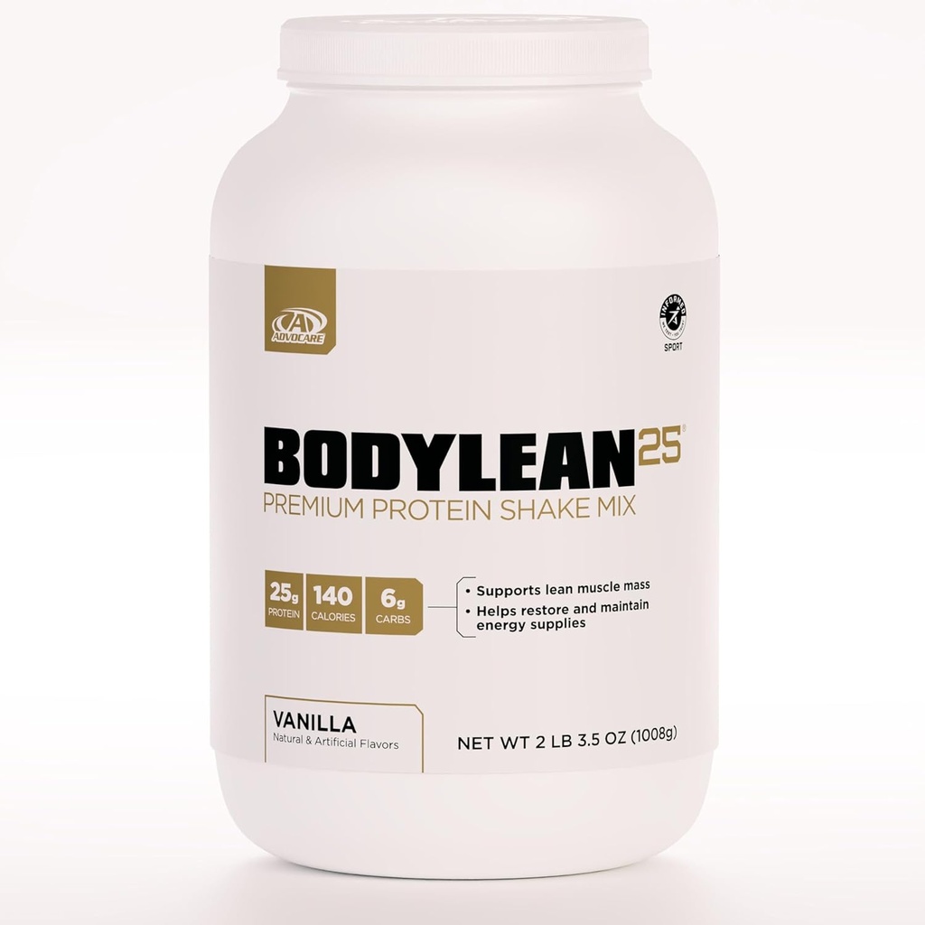 AdvoCare BodyLean25 - Protein Powder with Whey Protein Isolát - Podporuje budovanie svalov a štíhle telo - Ponúka podporu energie* - Vanilla, 4.5 oz