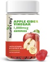 Nature's Key Apple Cider Vinegar Gummies 120 Count ACV Gummy with Folic Vitamin B6 B12 Beetroot & Pomegranate - Vegan, Non-GMO & Gluten-Free