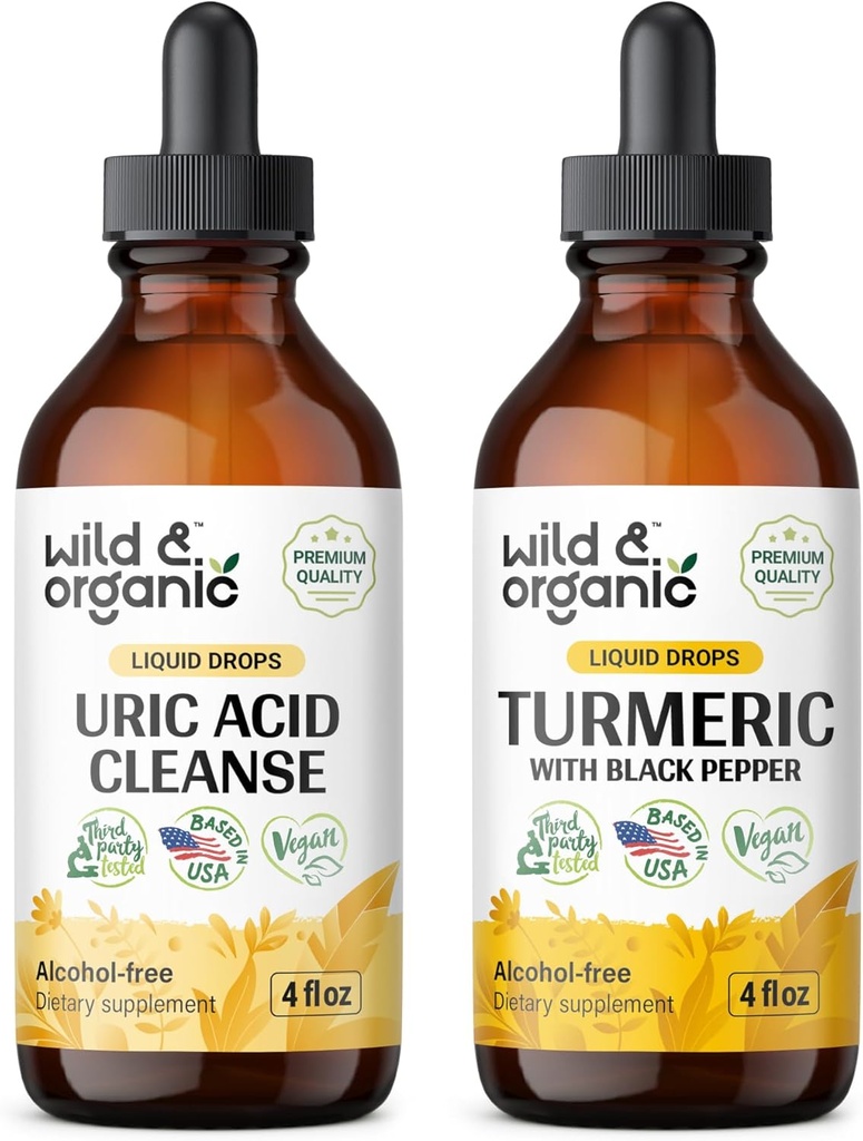 Wild & Organic Uric Acid Cleanse Tincture 4 fl oz & Turmeric Tincture 4 fl oz