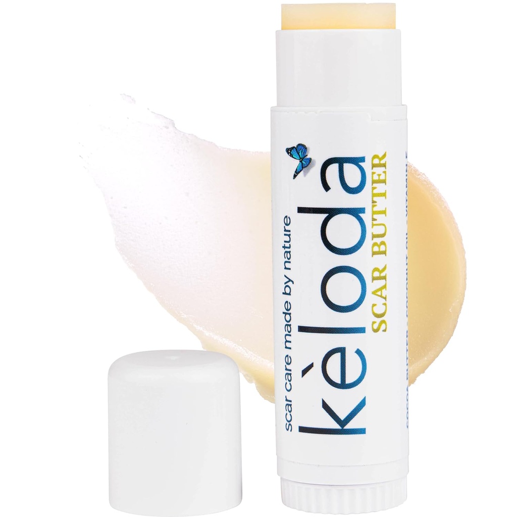 Keloid Scar Care Butter Stick, Jazvy a keloidy Liečba Balm, Chirurgické jazvy a keloidy z piercings, Stretch Marks, Akné, S anti-Scar Cocoa, Bambucké maslo, Kokosové, & Jojobové oleje
