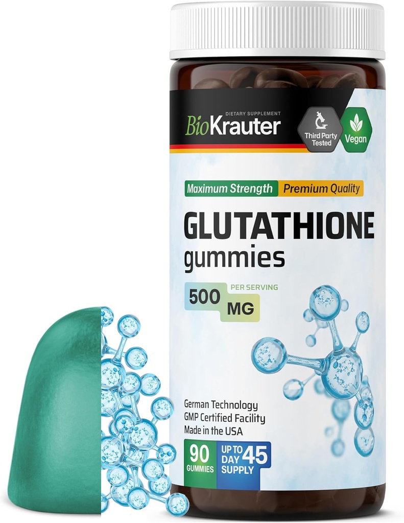 BIO KRAUTER L-Glutatione Gummies - 500 mg - 90 Vegan Chews - Redukované Glutatión doplnok - Antioxidant doplnok