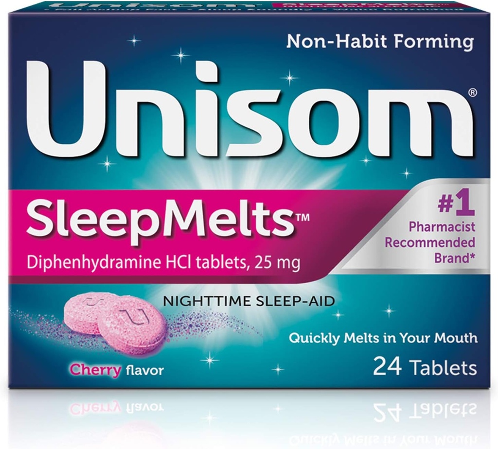 Unisom SleepMelts, Nighttime Sleep-aid, Difenhydramín HCI, 24 tabliet, 25 mg