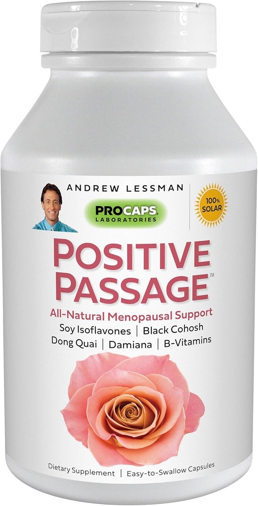 ANDREW LESSMAN Pozitívny pasáž 60 Kapsule - Prírodné Menopauzálna podpora a vyváženie pre hladiny ženského hormónu. so Soy Isoflavones, Black Cohosh, Dong Quai, Damiana. Žiadne prídavné látky