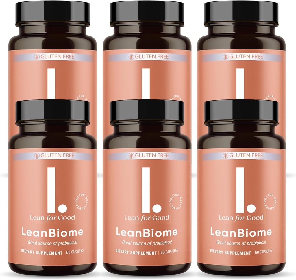 LeanBiome, 9-kmeň probiotické Formula, podporuje vyváženú Gut Microbiome, Výkonný Gut Probiotiká s Greenselect Phytosome - 60 Kapsule, 6 Balenie