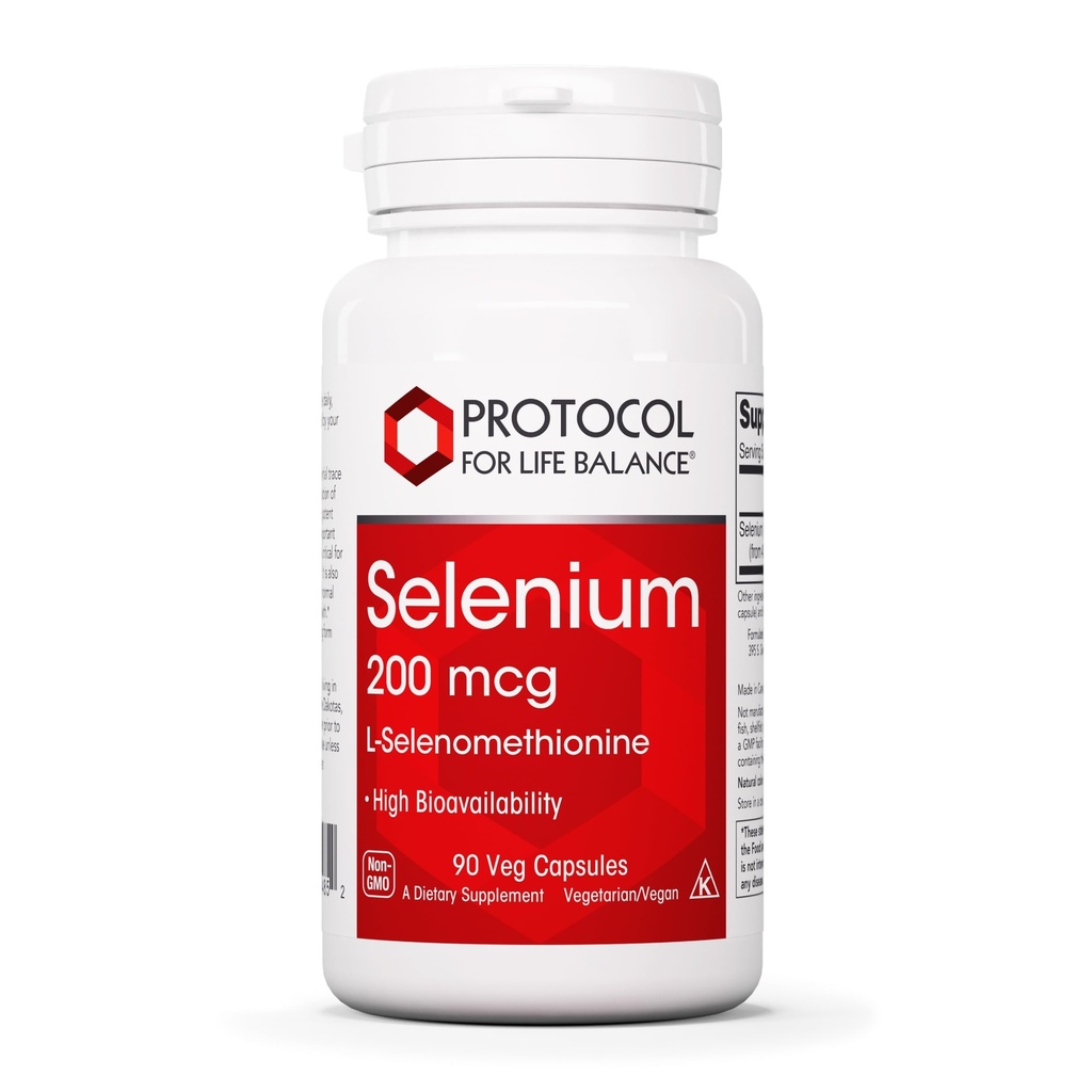 Protokol Selénium 200mcg - Imunitná podpora, Zdravie štítnej žľazy a prostaty* - Doplnky selénu - Vegetarián, Kosher & Halal - 90 Veg Caps
