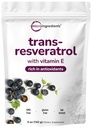 Pure Trans-Resveratrol prášok s vitamínom E, 5 Ounce, 2 in 1 Formula, Mikronizovaný prášok pre lepšiu absorpciu, Premium Resveratrol Supplement, Super Antioxidant