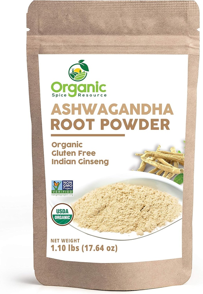 Organické Ashwagandha Root Powder - 1,10 lbs (17,64 oz) 