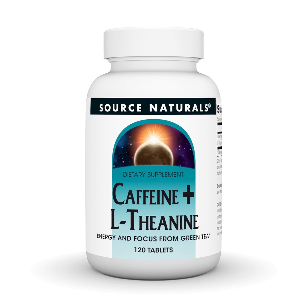 Zdroj Naturals kofeín + L-teanín, energie a zaostrenie podpora zo zeleného čaju* - 120 tabliet