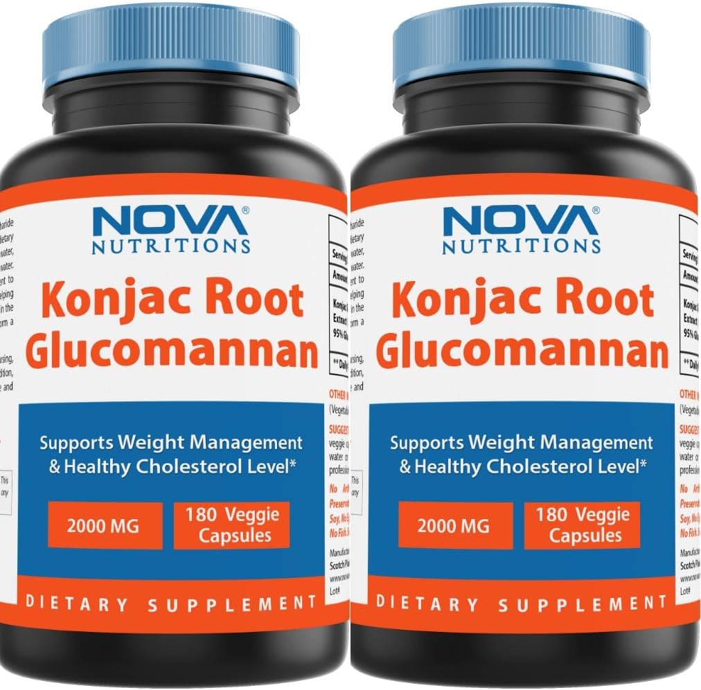 Nova Nutritions 2 balenie Konjac Root Glucomannan kapsuly 2000 mg/Serving Veggie Caps 180 počet (celkovo 360 kapsúl)
