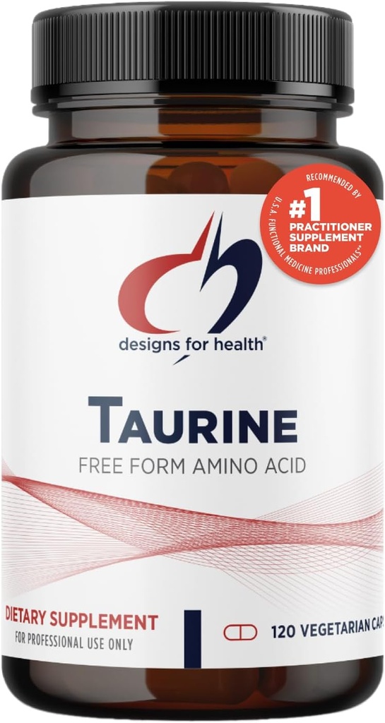 Dizajny pre Health Taurine Kapsule - 1000mg (1g) Taurín Amino Acid Pills - Kardiovaskulárna podpora - Non-GMO + Vegan Supplement (120 Kapsule)