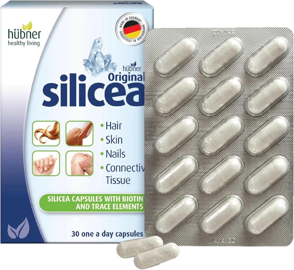 Hübner Original Silicea Gel One A Day Kapsule pre vlasy, pokožku, nechty a spojovacie tkanivo, Pure Cololicol Silica Gel Formula, Žiadne prídavné látky alebo konzervačné látky, 30 Servisov