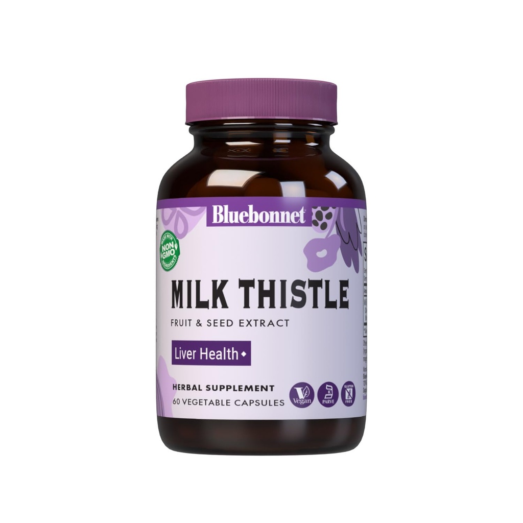 BlueBonnet Milk Thistle Fruit and Seed Extract Supplement, 60 Počet