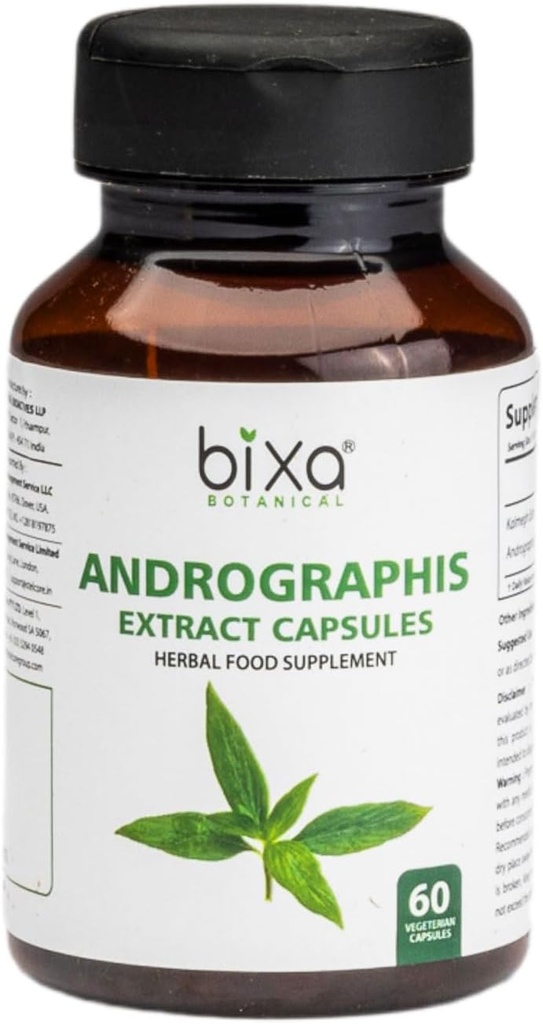bixa BOTANICAL Ayurvedic Natural Herbal Supplement Andrographis (Kalmegh) Extract 20% Andrographolide 