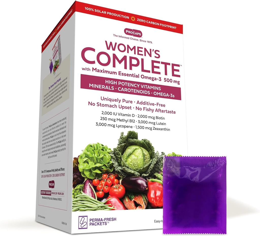ANDREW LESSMAN Multivitamín - Dámske Kompletné s maximálnym esenciálnym Omega-3 500 mg 60 Balíčky - 30+ Vysoké potencie všetkých živín, esenciálne vitamíny, minerály, karotenoidy. Žiadne prídavné látky