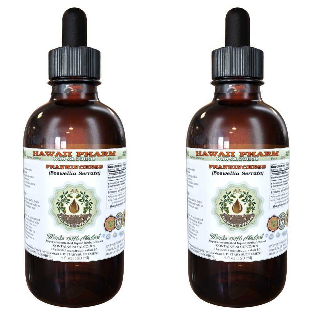 Frankincense Liquid Extract bez obsahu alkoholu, Frankincense (Boswellia Serrata) Sušený Resin Glycerite Hawaii Pharm Natural Herbal Supplement 2x4 oz