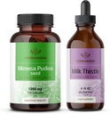 HERBAMAMA Mimosa Pudica and Milk Thitle Kit - Bundle of 1000 mg Mimosa Pudica Kapsule & Milk Thitle Tincture 4 fl oz - Vegan, Non-GMO, Cukor & Bez alkoholu - 2 balenia