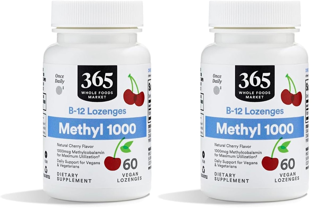 Celý potravinársky trh, Metyl B-12 Lozenges 1000mcg, Cherry Flavor, 60 ct (balenie 2)