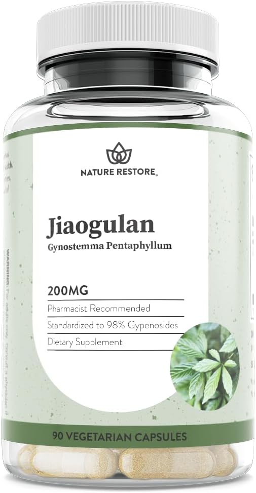 Jiaogulan Extract Supplement, Our Gynostemma Pentaphyllum is Standardized to 98 Percent Gypenosides, Natural AMPK Activator, Non GMO, Gluten Free, 90 Gynostemma Capsulas, Vegan