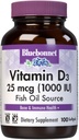 Bluebonnet Nutrition Vitamín D3 1000 IU Softgels, Aids in Muscle and Skeletal Growth, Cholekalciferol from Fish Oil, Non GMO, Gluten Free, Soy Free, Dairy Free, 100 Softgels