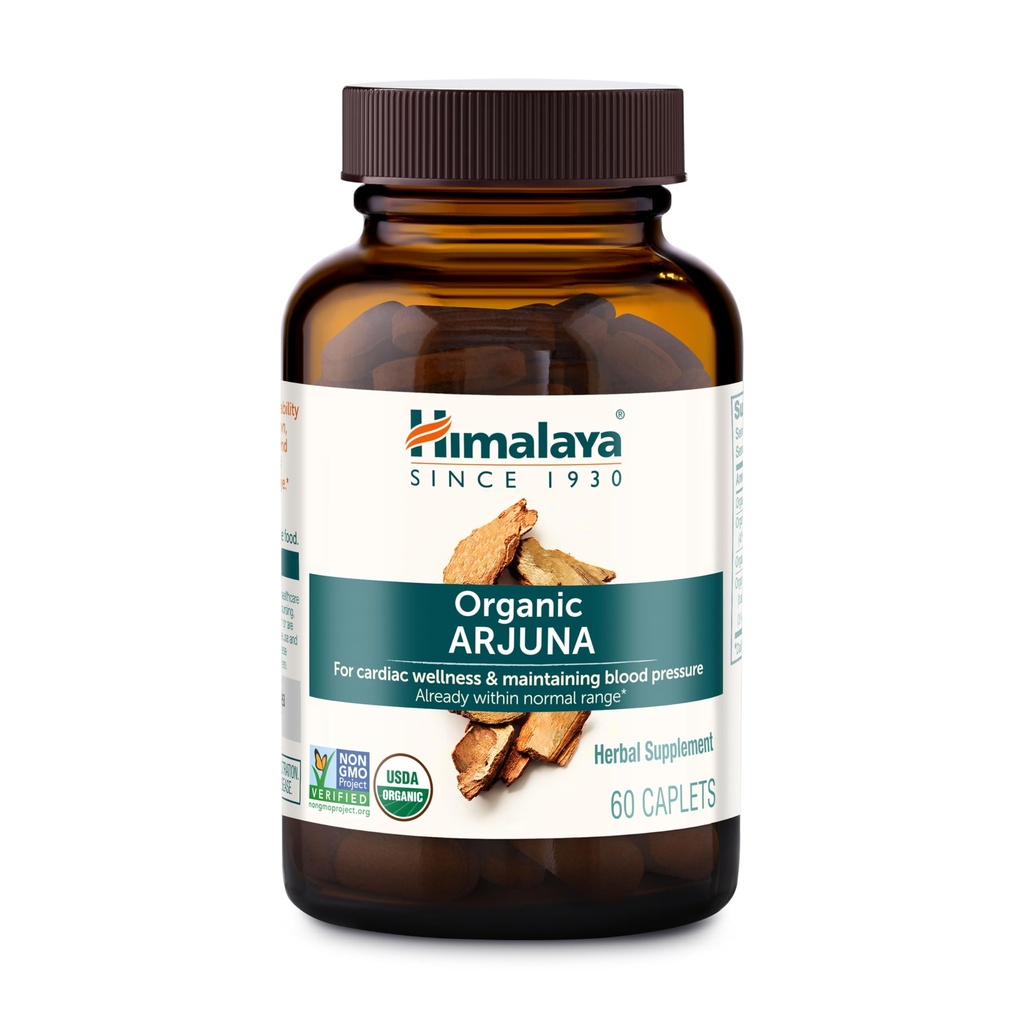 Himalája Organic Arjuna, 60 dní dodávky - Bylinné doplnky podporujúce zdravie srdca a normálny krvný tlak - USDA Organic, Vegan, Non-GMO, Gluten Free, 700 mg, 60 Caplets