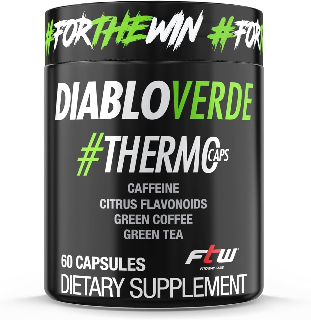 Diablo Verde Thermo Caps - 395mg Caffeine, Citrus, Zelená káva, Zelený čaj - 60 Kapsule, 60 Servings