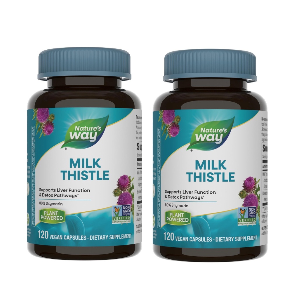 Nature's Way Milk Thistle, podporuje funkcie pečene a detoxikačné cesty*, 175 mg Milk Thitle Seed Extract Štandardizovaný na 80% Silymarin per Serving, 120 Kapsule (Backaging May Vary) - 2 Balenie