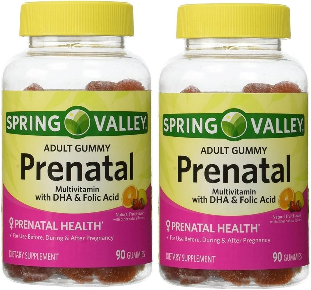 Jarné údolie Dospelý prenatálny prenatálny multivitamín s DHA a kyselinou listovou (balenie 2) 180 Gummies celkom