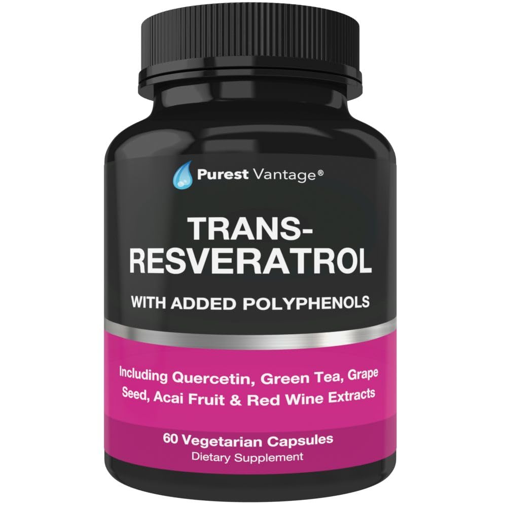 Resveratrol Supplement - Potent 1400mg Formula s Trans Resveratrol, Quercetin, Hroznové semeno, zelený čaj, Acai a červené víno extrakt - 60 Veggie Kapsule