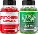Tart Cherry (90 Gummies) Acid Acid Level Podpora pre dospelých - Výkonný antioxidant so zelerovým semenom a podporu štítnej žľazy (90 Gummies) Ashwaganda & Bladderwrack Support Supplement - Vegan & Made in USA