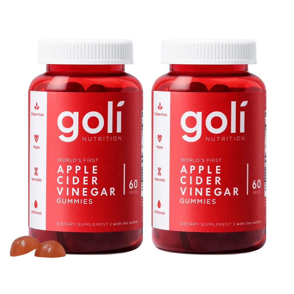 Goli Nutritional Supplement, Apple Cider Ocogar Gummy Vitamíny Výživa, 2 balenia po 60 Počet