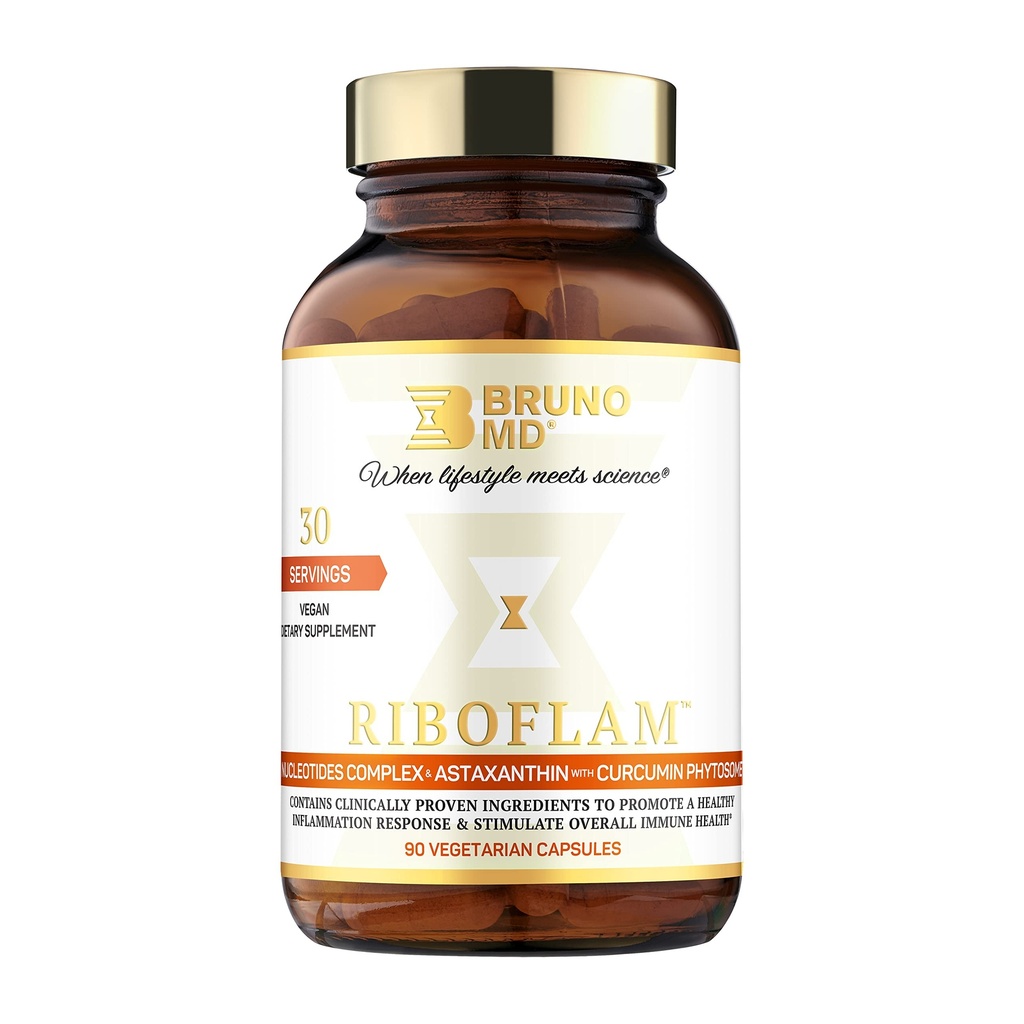 Riboflam, klinicky preukázané zložky pre imunitný systém, zdravá zápalová odpoveď, kurkumín fytozóm, nukleotidy, 100% Vegan