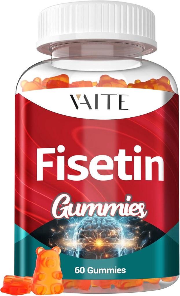 Fisetín Doplnky 500mg - Gumový doplnok, Výkonný Antioxidant zmes pre podporu zdravia buniek - Vegán a non-GMO Formula s flavonoidy a rastlinné extrakty, Boost kognitívne funkcie, 60 Gummy