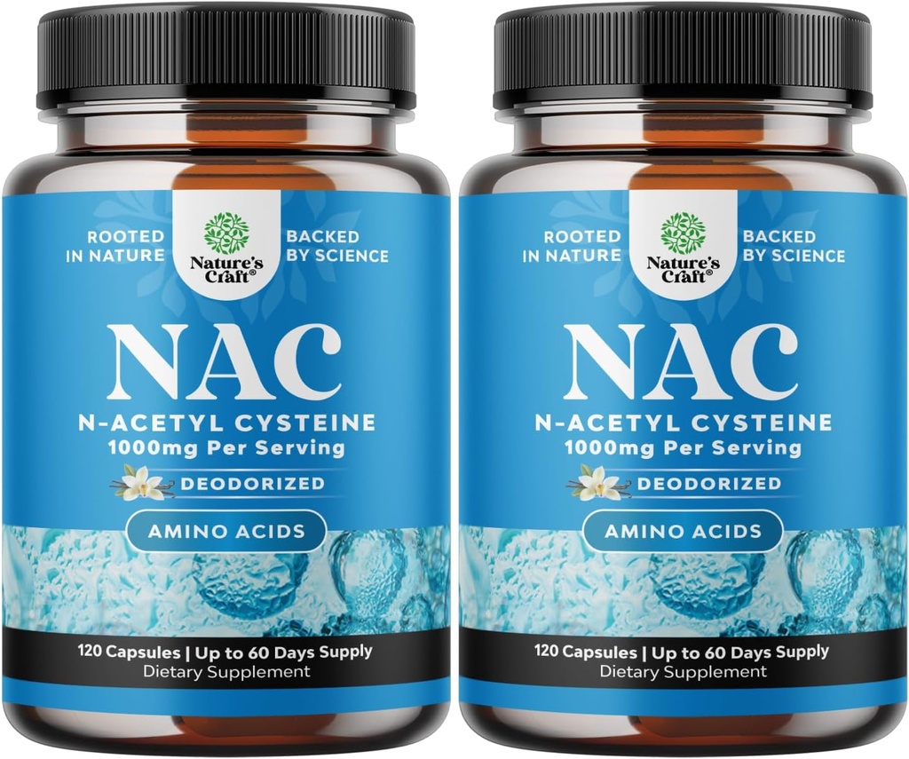 NAC Supplement N-Acetyl Cysteine 1000mg - Vegan High Absorbtion Non-Smelly NAC 1000mg Kapsule Glutatión Precursor for Liver Cleanse Detox & Repair Plus Lung Health and Imunity Support (4 mesiace)