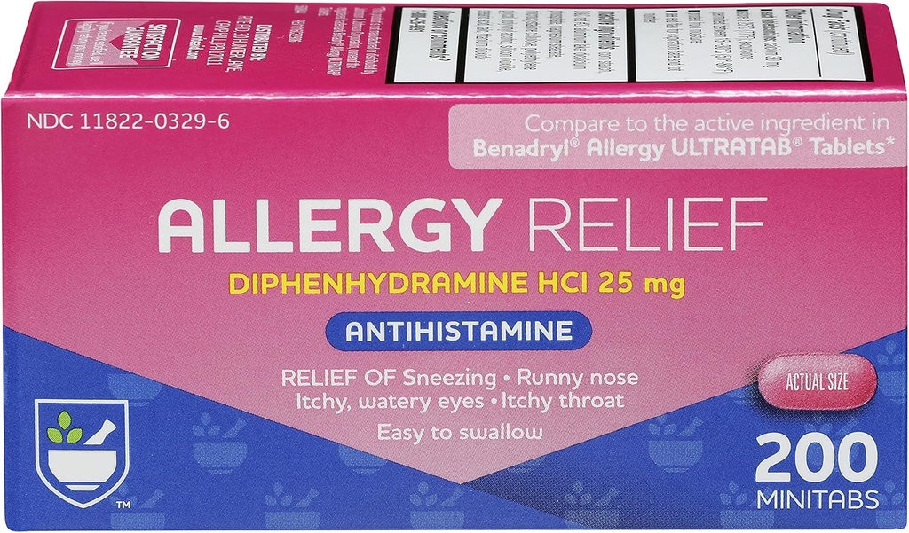 Rite Aid Antihistaminikum Alergia Relief s difenhydramín 