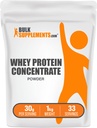BulkSupplementments.com Srvátkový proteínový koncentrát prášok - Srvátkový proteín prášok Supplement, Nesladené, Neochutené a bez lepidla, 30g na porciu, 1kg (2,2 lbs) (dávka 1)
