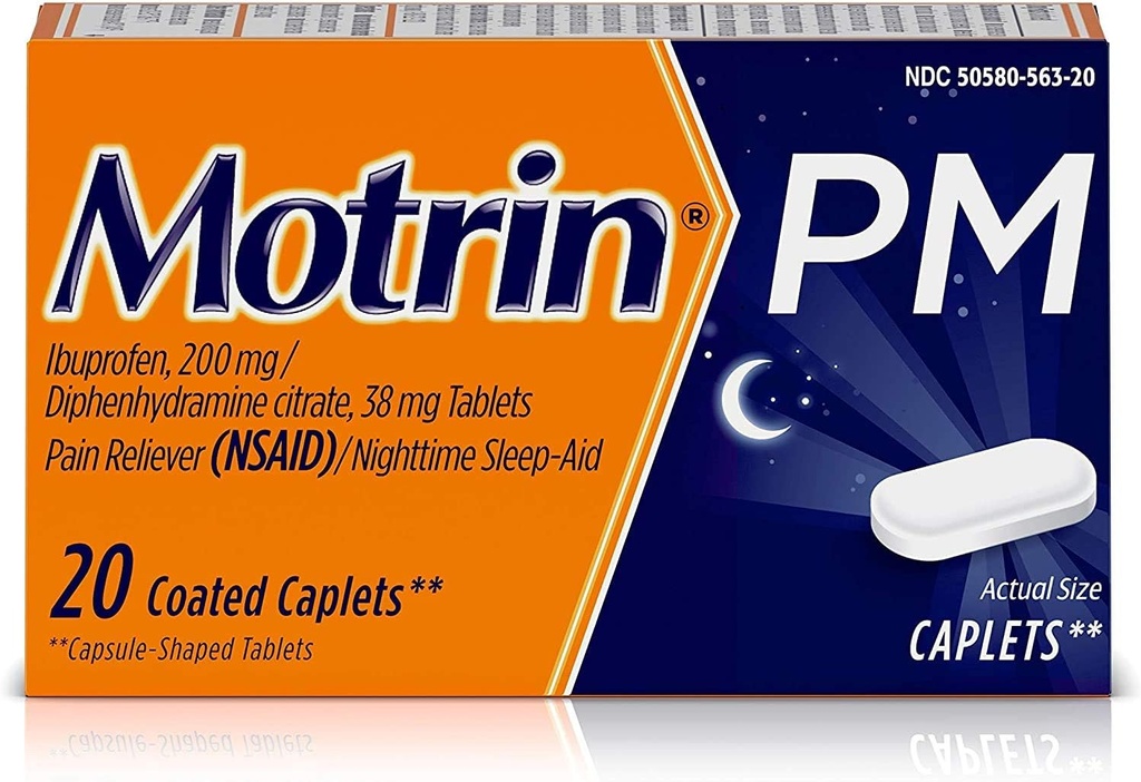Motrin Motrin Pm Coated Caplets, 20 caplets (Pack of 3)