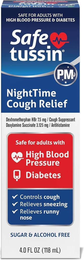 Safetussin PM Nočný čas Kašeľ Relief Sirup, 4 Ounce fľaša