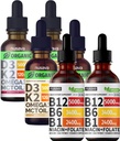 NUSAVA Vitamín B12 Tekuté kvapky Bundle, Jahoda Ochutené D3 K2, a Vanilla Ochutené D3 K2 - Silné kvapalné vitamíny pre srdce, energiu, mozog a imunitnú podporu - non-GMO, bez lepidla, 2ks