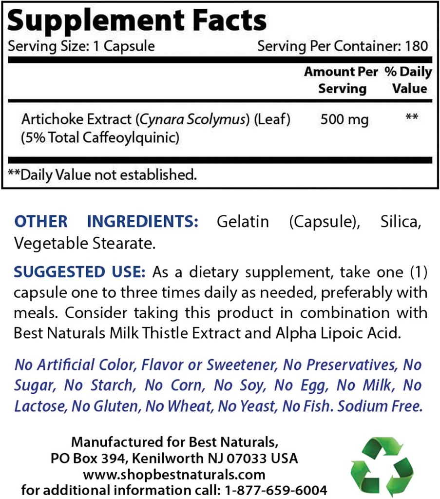 Najlepšie prírodné Artičoky extrakt 10000 mg & oxid horečnatý 500 mg