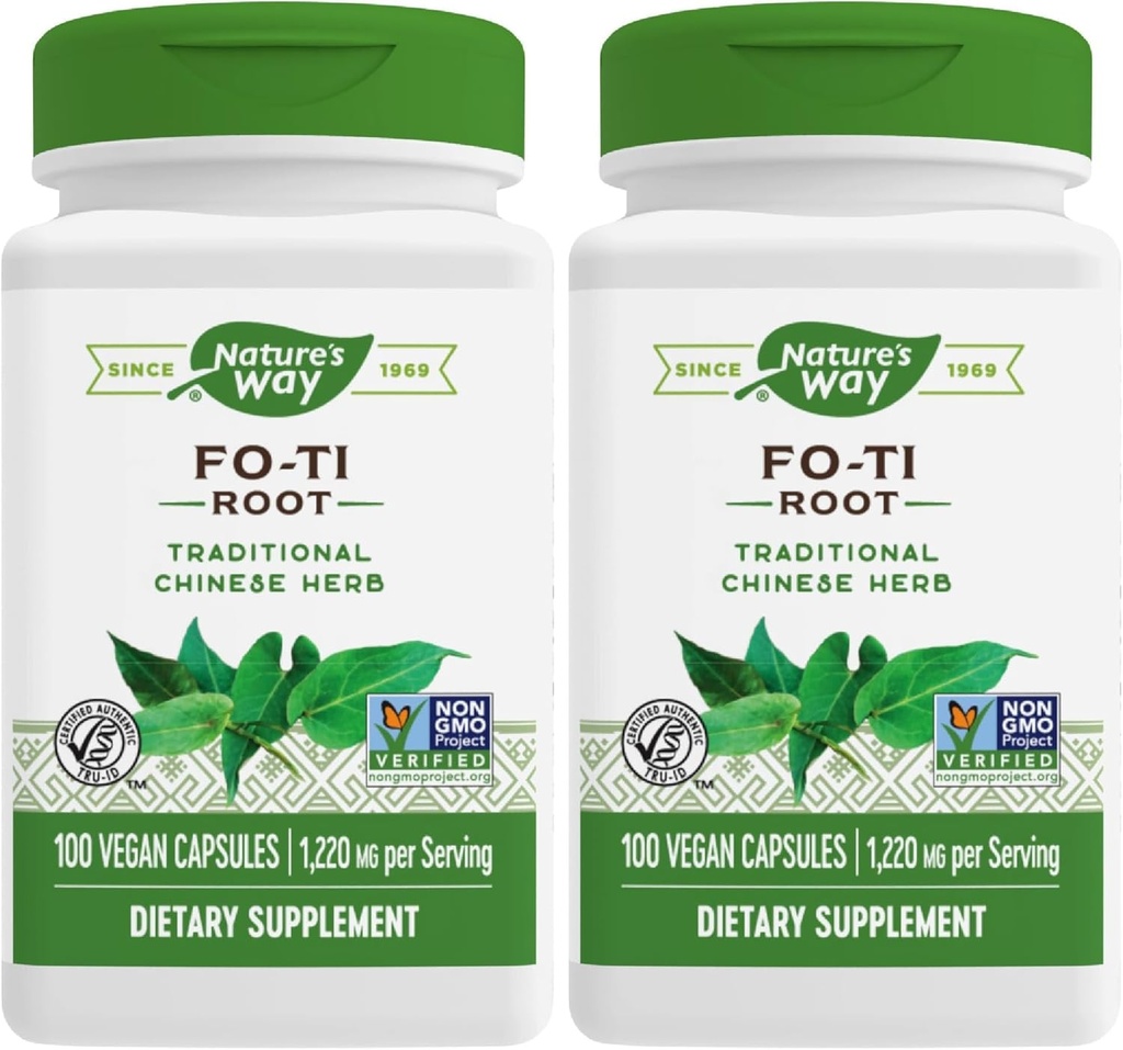 Nature's Way Fo-Ti Root, Traditional Chinese Herb, 1,220 mg per Serving, 100 kapsúl (Pack of 2)