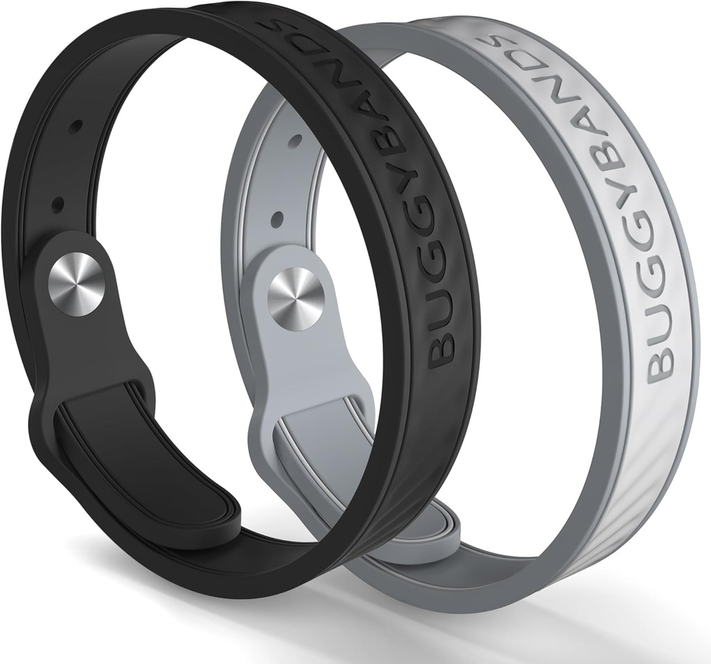 Mosquito Repelent Bracelets, 2 balenia Silikónové Mosquito Repelentné pásma s DEET zadarmo, Prírodné a vodeodolné Bug Wristbans pre deti a dospelých, Outdoor Cestovanie ochrana (čierna a šedá)
