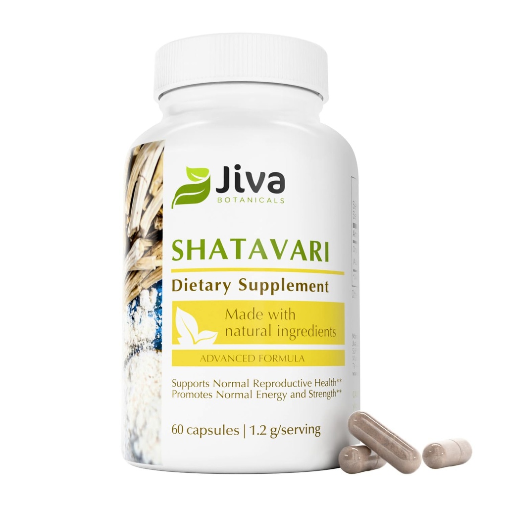 Jiva Botanicals Shatavari Kapsule pre ženy 1 200mg Organic Shatavari Powder for Hormonal Balance, Women