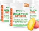 GOBIOTIX Super Greens and Reds Powder - Red and Green Superfood - Probiotické doplnky - Digestívne enzýmy a korenistý prášok - Organické celé potraviny Dietary Supplement (Mango, 3 balenie)
