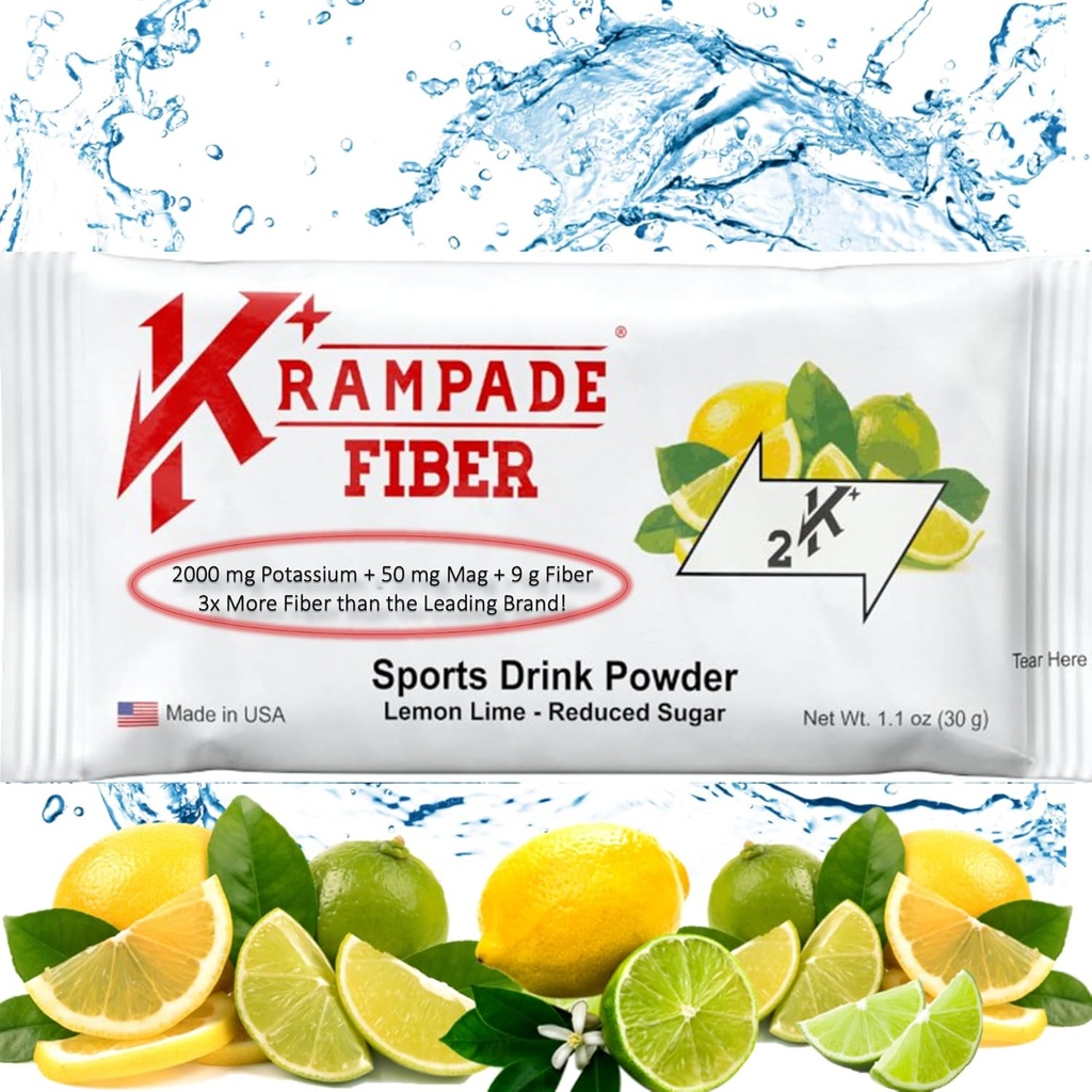 Krampade Fiber Supplement Elektrolytes Powder - 9g Prebiotické Fiber + 2000mg Draslík Supplement + Horčík 