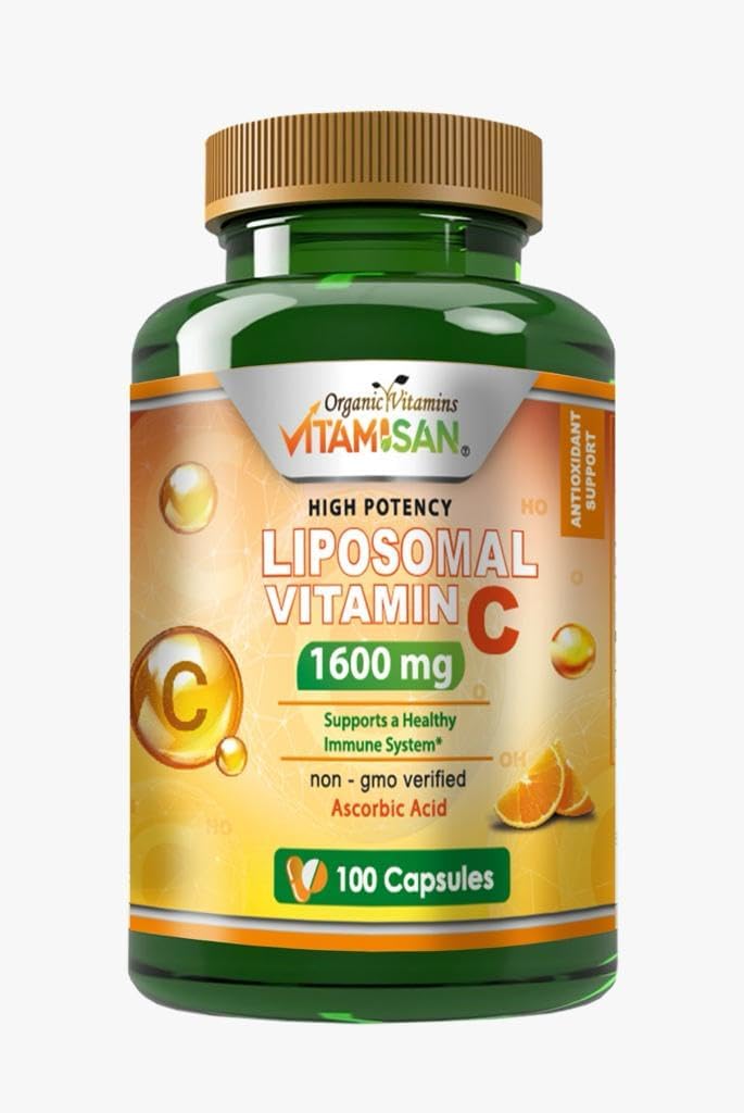 VITAMISAN Liposomal Vitamin C - 100 Capsules - High Absorption Ascorbic Acid - May Support Immune System & Collagen Reinforcement no GMO Powerful Antioxidant