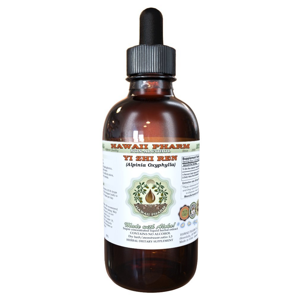 Yi Zhi Ren Liquid Extract bez obsahu alkoholu, Yi Zhi Ren, Sharpleaf Galangal (Alpinia Oxyphylla) Fruit Glycerite Natural Herbal Supplement, Hawaii Pharm, USA 2 fl.oz